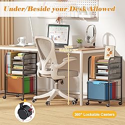 5-Tier Rolling File Cart Under Desk with