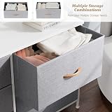 Nicehill Tall Chest of Drawers Fabric Dresser 5 Drawers Grey White view 7
