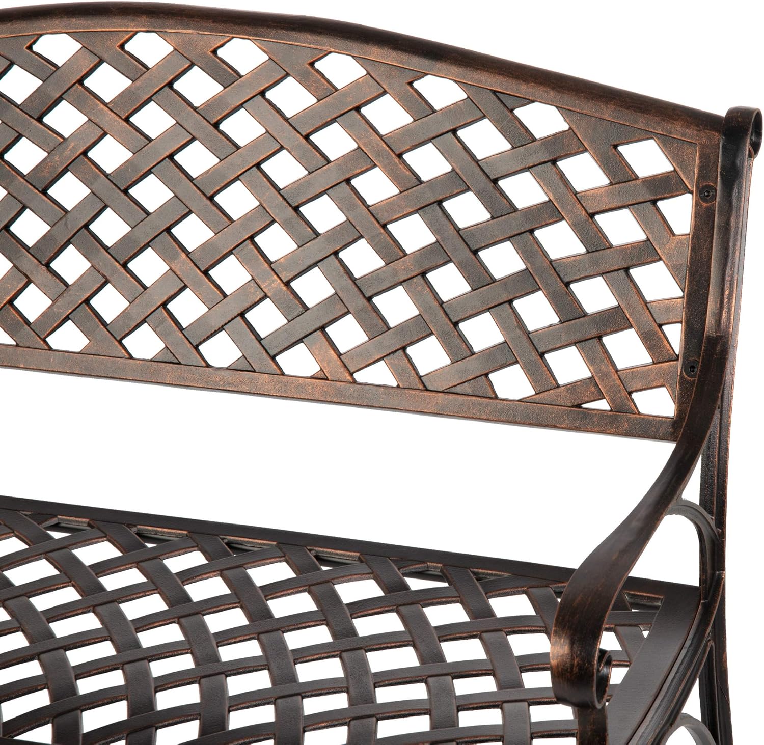 Patio Sense Cast Aluminum Patio Bench | Antique Bronze Finish | Heavy Duty Rust Free Metal Construction | Lightweight | Easy Assembly | For Front Porch, Backyard, Lawn, Garden, Pool, Deck : Outdoor Benches : Garden & Outdoor