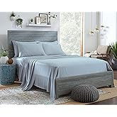 Stylinen 100% Organic Eucalyptus Bed Sheets King Size 4 Piece Set, Tencel Lyocell, Silky Soft &amp; Smooth, Breathable, 16 Inch Deep Pockets, 1 Fitted, 1 Flat, 2 Pillowcases (King, Sky Blue)