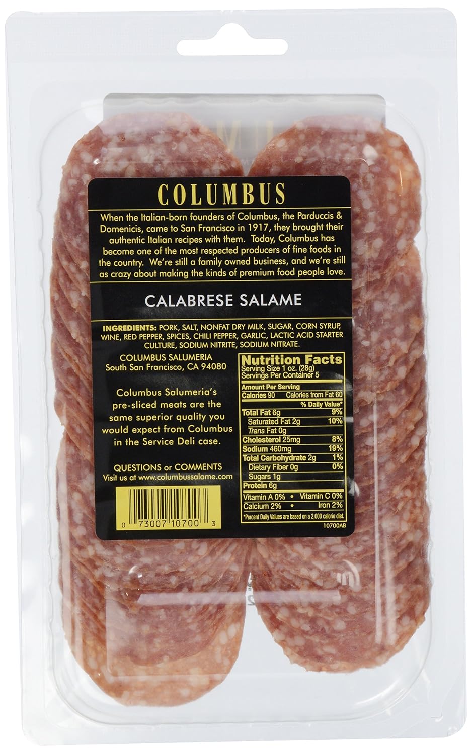 Columbus salame calabrese slcd 5oz (073007107003)