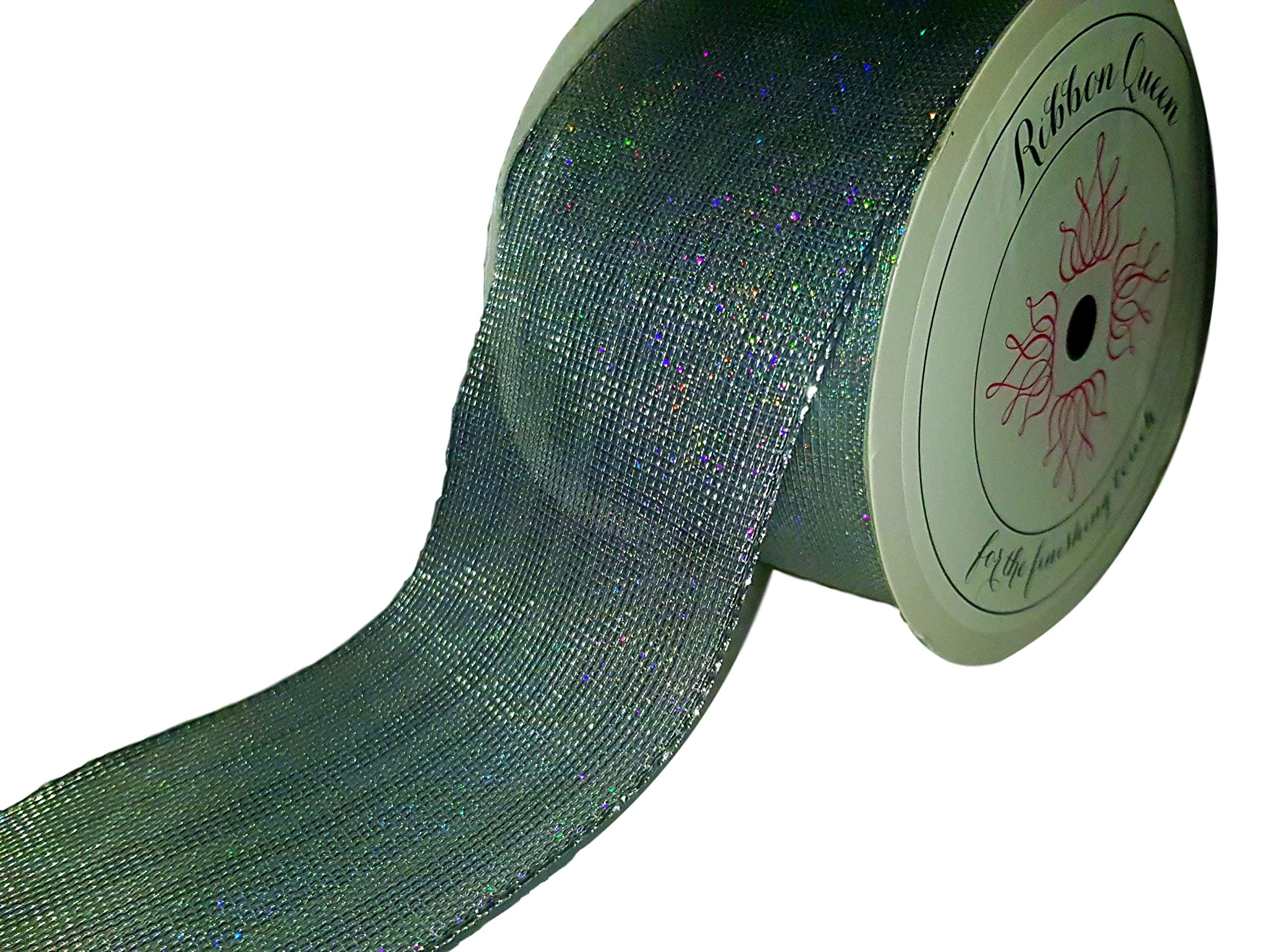 10m Roll Iridescent Organza Wire Wired Edged Ribbon 2.5" Wide Wedding Tinsel Christmas Tree Trim Bows Cakes Wrapping A UK Company (Silver)
