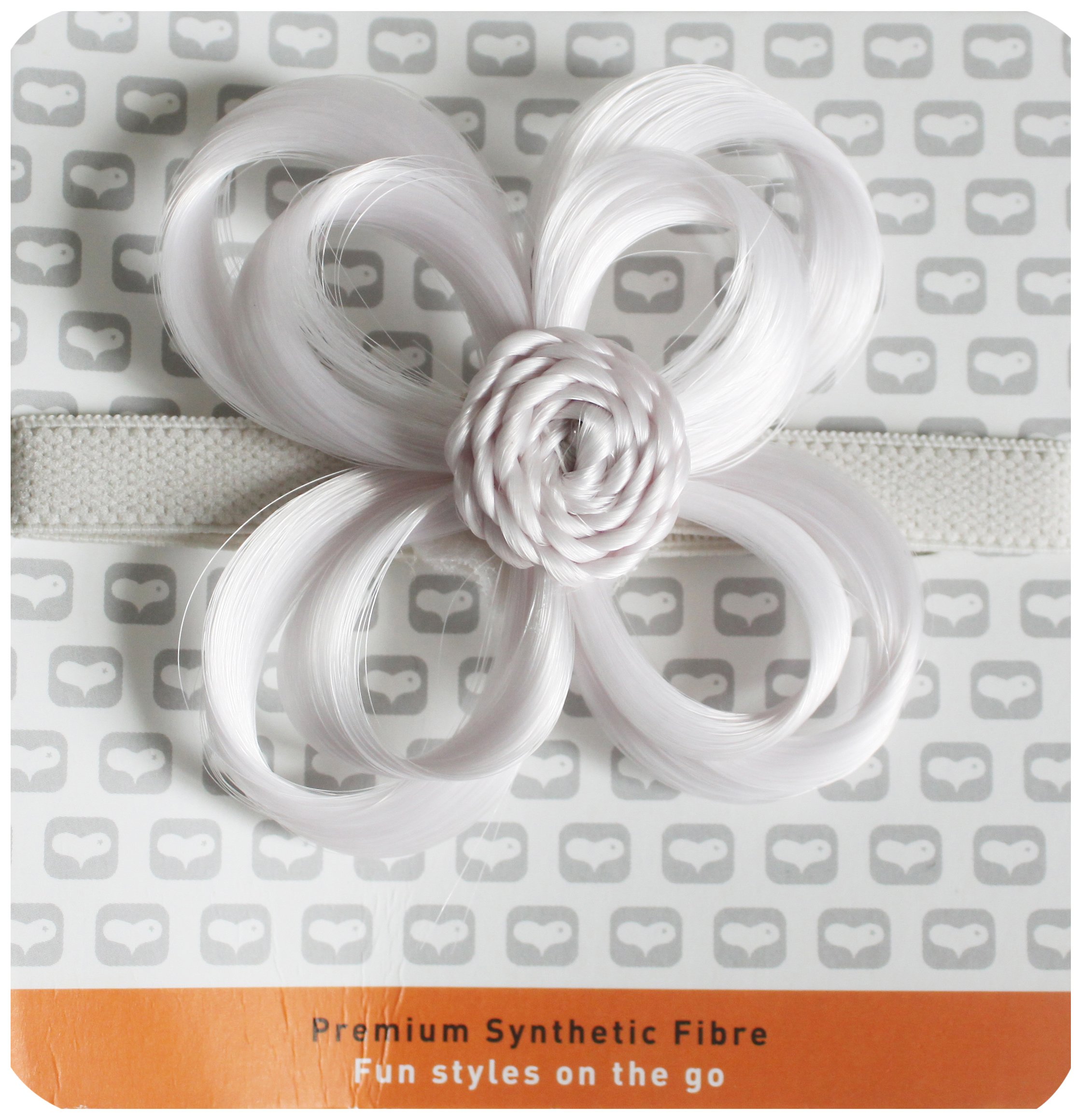 Love Hair Extensions Flower Hair Accessory On Elasticated Band, Colour White