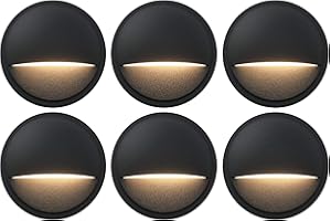 GKOLED Low Voltage Deck Post Lights, LED Landscape Stair Riser Step Fence Lighting Fixture, Die-cast Aluminum 12V AC/DC Light, Black Powder Coated Finish, Complete Light UL-Listed, 6-Pack