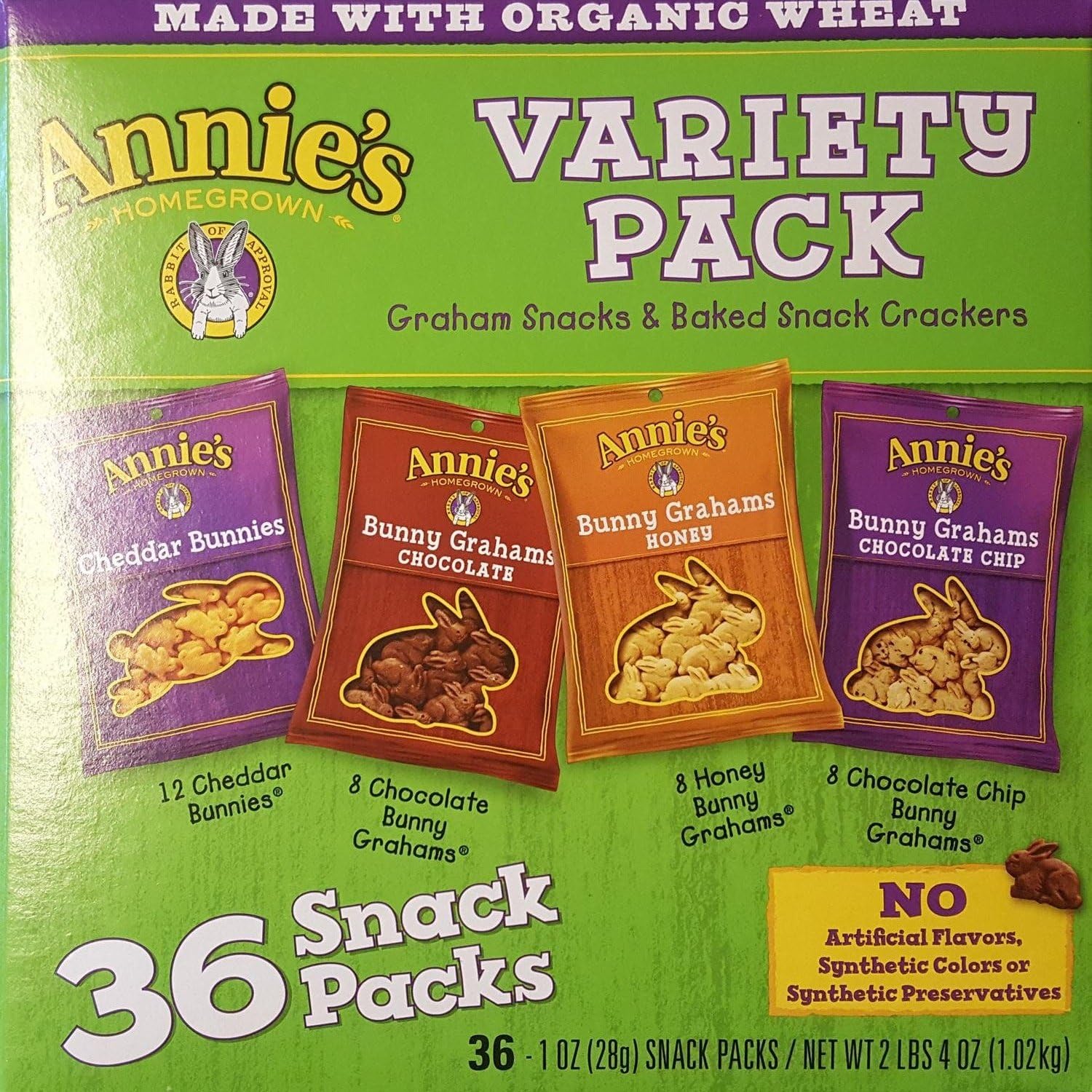 Annie's Bunny Snack 1 oz Bags Variety Pack (8 Chocolate Chips Bunny