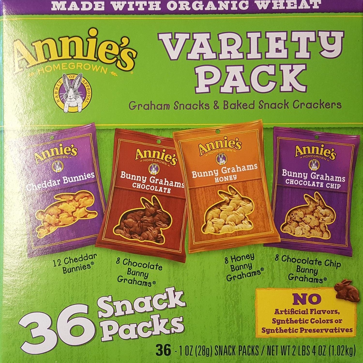 Annie's Variety Pack, Cheddar Bunnies and Bunny Graham Crackers Snack Packs, 36