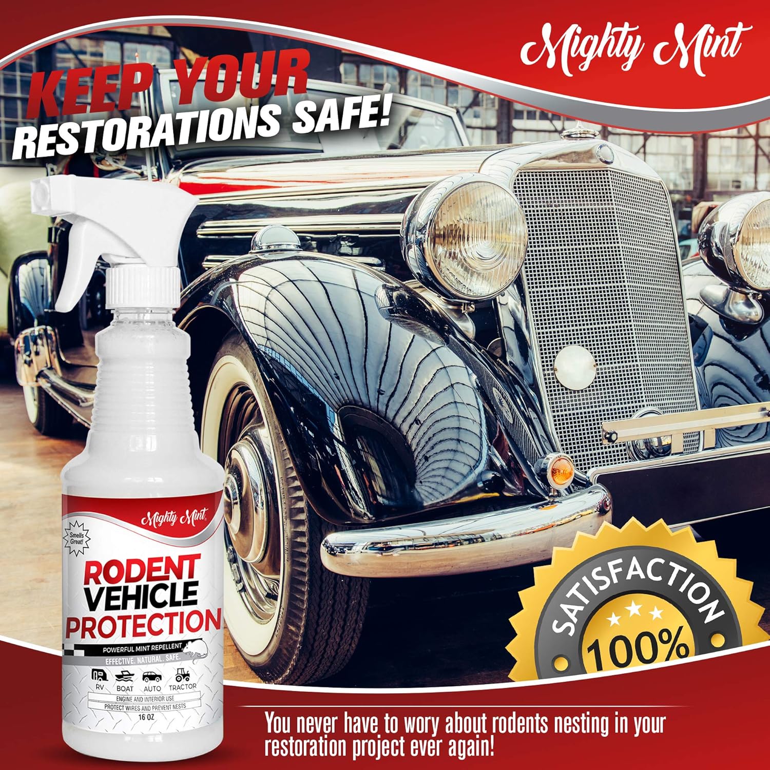 Mighty Mint Rodent Repellent Spray for Vehicle Engines and Interiors - Cars, Trucks, RVs, Boats : Garden & Outdoor