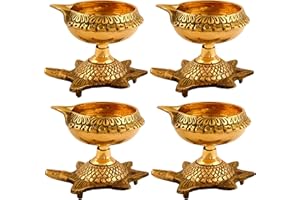 Brass Kuber Turtle Diya for Diwali Decoration [4 Pc] - Diwali Diya - Diwali Decorations for Home - Diwali Decor Clay Diyas for Puja Diwali Return Gifts - Diya Lamp for Pooja Hashcart®