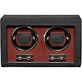 ROTHWELL Double Watch Winder for Automatic Watches with Quiet Motor with Multiple Speeds and Rotation Settings (Black/Red)