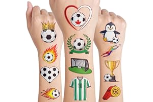 Soccer Pre-cut Temporary Tattoos - 48PCS Cute Birthday Party Favors and Understated Decorations for Kids