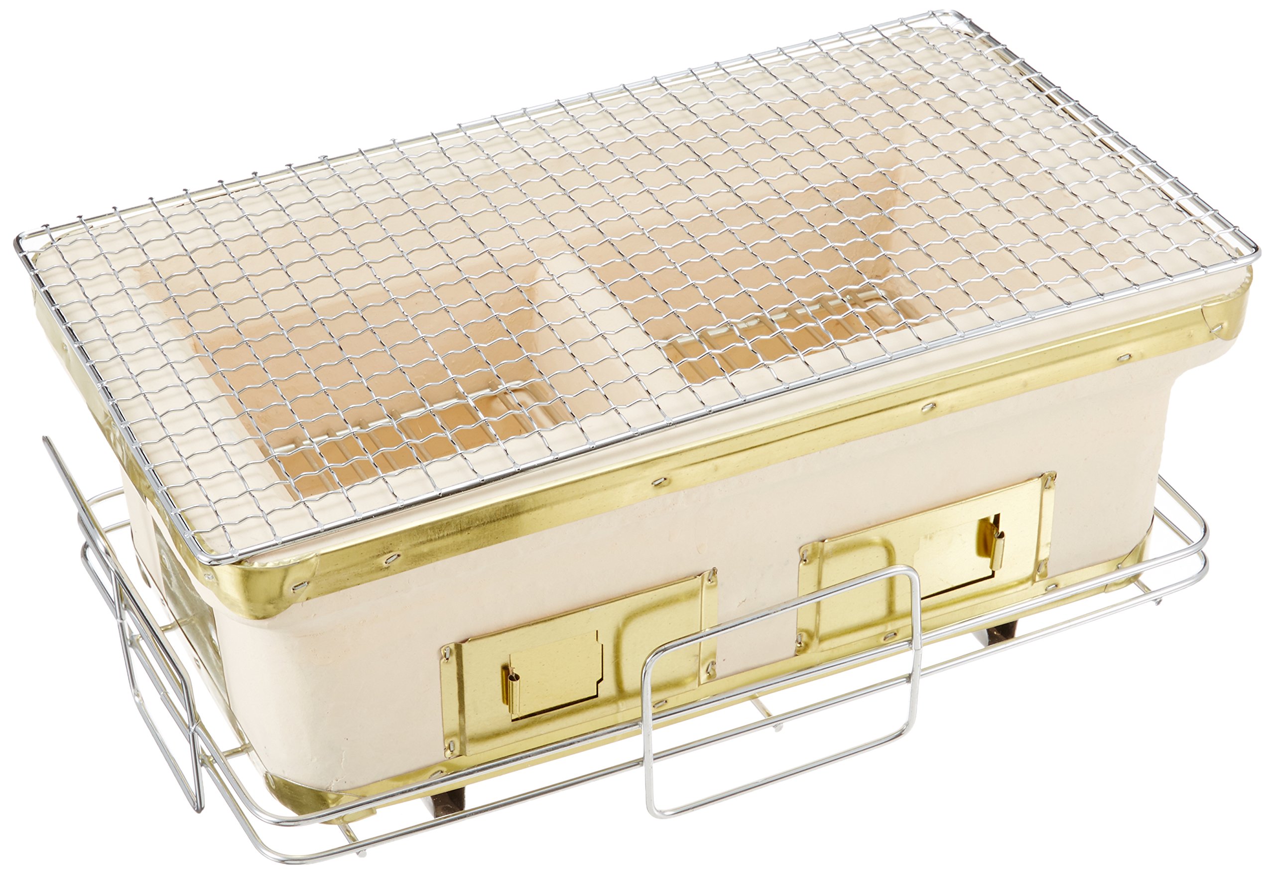 BUNDOK(バンドック) 長角 七輪 大 BD-383 炭 珪藻土 ベージュ スタンド付 【3~4人用】商品画像