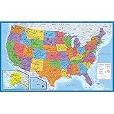 Palace Learning Laminated USA Map - 18" x 29" - Wall Chart Map of The United States of America - Made in The USA - Updated (Laminated, 18" x 29")