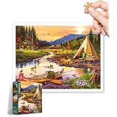 PieceRelax Plastic Jigsaw Puzzles for Adults 1200 Pieces - The Macneil Studio - Golden Haven Camp Most Satisfying Table Games and Gifts No Puzzle Mat Required [H3665]