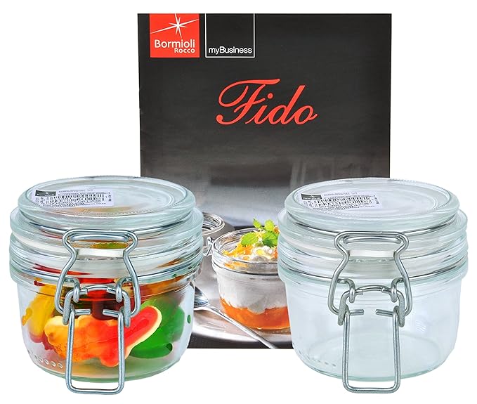 Bormioli Rocco 2er Set Drahtbügelglas FIDO, 125 ml, Einmachglas mit