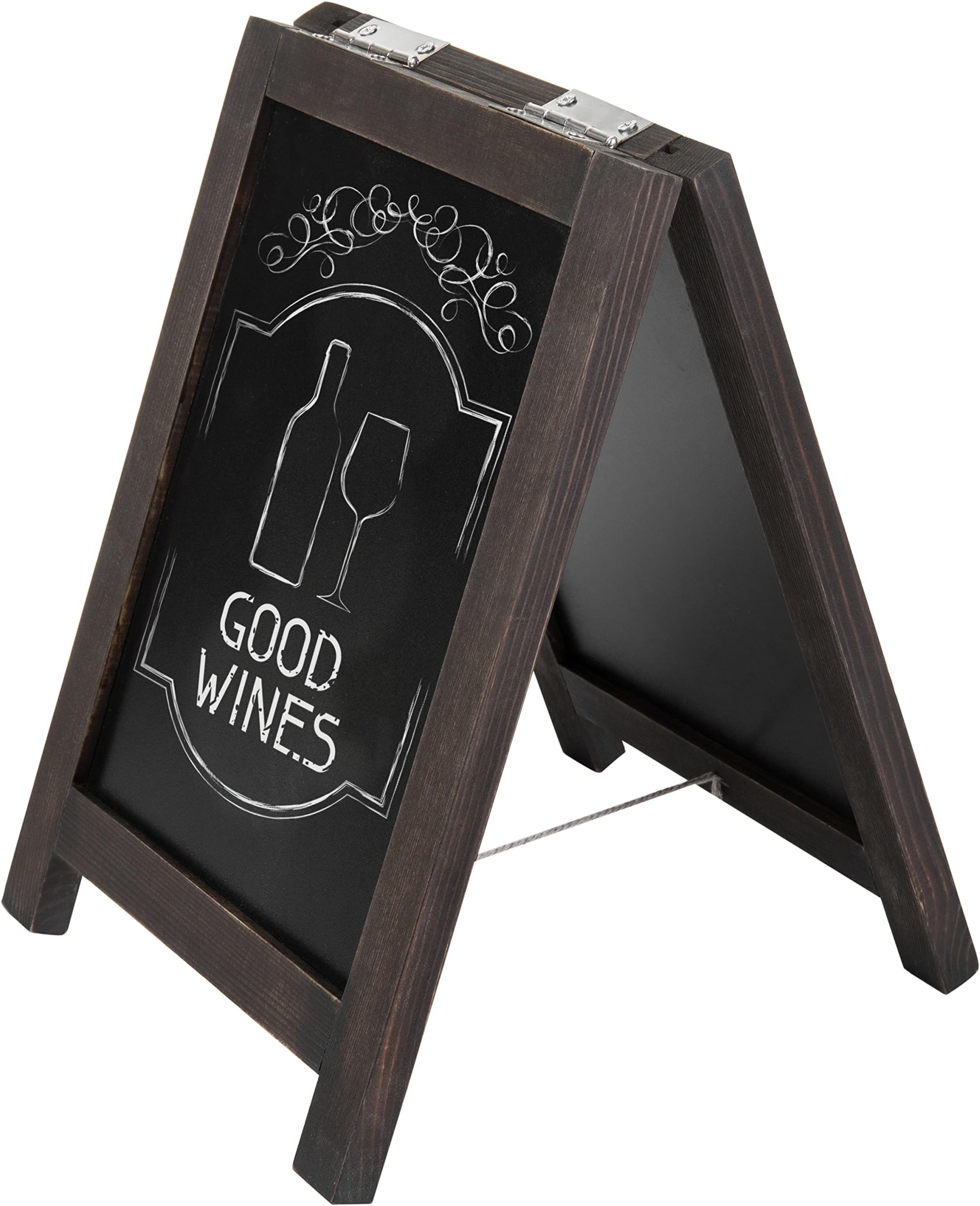 MyGift Tabletop 13-Inch A-Frame Small Double-Sided Wooden Chalkboard Sign, Brown