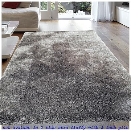 TAUHID CARPET Microfiber Super Soft Extra Fluffy Anti-Skid Shaggy Area Rug Carpet for Dining Room Home Bedroom, 5.3x7.6ft(Light Grey)