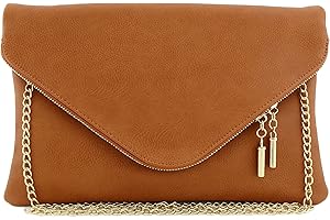 FashionPuzzle Oversized Envelope Clutch Evening Bag with Chain Strap