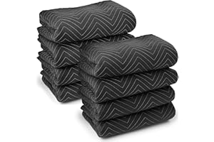 Sure-Max 8 Moving & Packing Blankets - Pro Economy - 80" x 72" (35 lb/dz weight) - Professional Quilted Shipping Furniture Pads Navy Blue and Black