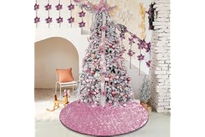 Ivarunner Pink Easter Tree Skirt, Small Spring Christmas Tree Skirt 36 Inch, Xmas Tree Mats for Holiday Easter Decorations, Pink Christmas Decorations Ornaments