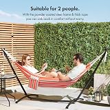 VonHaus Hammock with Stand Freestanding 2 Person Orange Stripe view 2