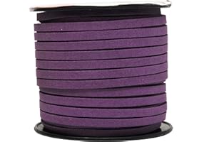 Mandala Crafts Purple Faux Suede Cord for Jewelry Making - 5mm 50 Yards Flat Vegan Leather Strings Laces Strips for Bracelets, Necklaces, DIY Crafts, and Dream Catchers Supplies