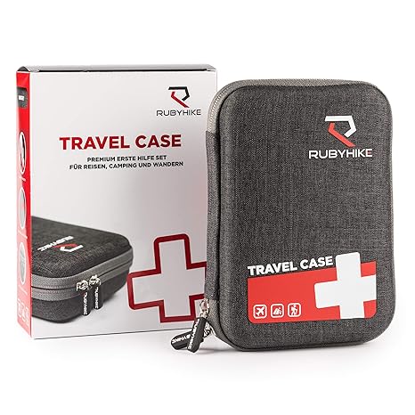 Erste-Hilfe-Travel-Case - Notfalltasche inkl. Inhalt für unterwegs - First Aid Kit für Reisen, Wandern, Camping, Urlaub - Zei