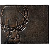 House of Jack Co. Deer Bifold Wallet for Men with Two ID Windows, Camou Lined Hunting Wallet, Full Grain Cowhide Leather Wallet, Black