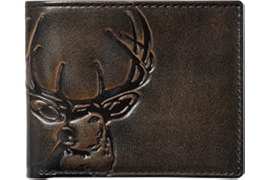 House of Jack Co. Deer Wallet for Men, Double ID Bifold, Full Grain Leather Hunting Wallet, Camouflage Lining, Black