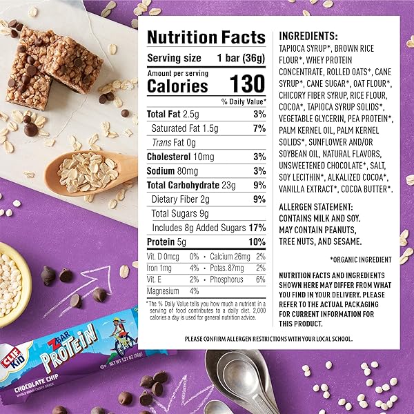 ZBAR PROTEIN – CHOCOLATE CHIP – CRISPY SNACK BARS – MADE WITH ORGANIC OATS – NON-GMO – 5G PROTEIN – GLUTEN FREE PROTEIN BARS (15 PACK)
