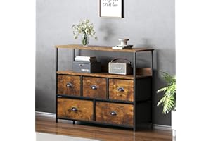 DlandHome Storage Drawer Units, 5-Drawer-A Clothing Organizer Unit for Closet, Bedroom, Entryway Non-Woven Fabric,Retro