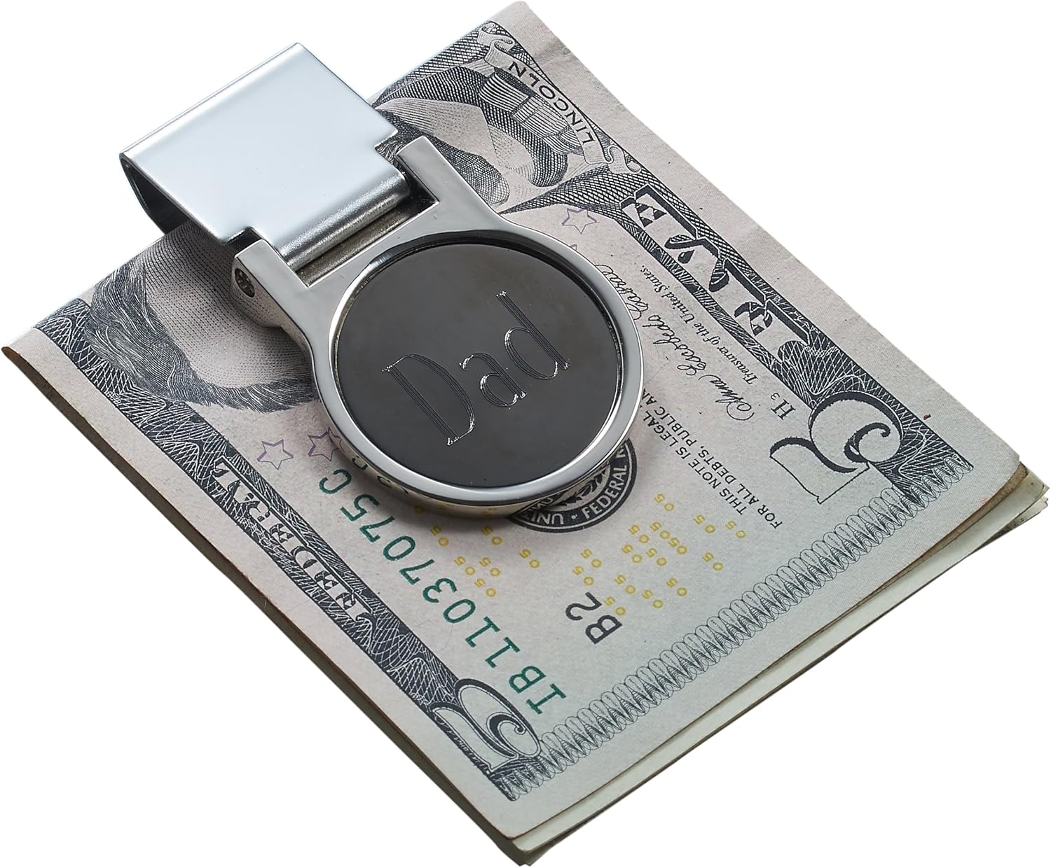 Personalized Stainless Steel & Gunmetal Hinged Money Clip with Free