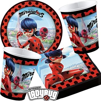 Procos Carpeta 37 Pieces Miraculous Ladybug Set De Fete Comprenant Assiette Gobelet Gobelet Serviette Coccinelle De Coccinelle Noire Noel Anniversaire D Enfant Fete D Enfant Motoparty Amazon Fr Jeux Et Jouets