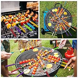 Grill Skewers with Silicone Handle, 16" Long Kebab