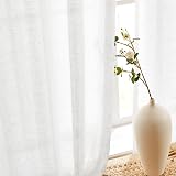 Deconovo White Net Curtains Eyelet 2 Panels 55 x 63 in Linen Sheer Voile view 3