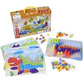 Miniland Interactive Peg Board Game with 90 Pegs &amp; 6 Worksheets, 3/4",Multicolor,45318