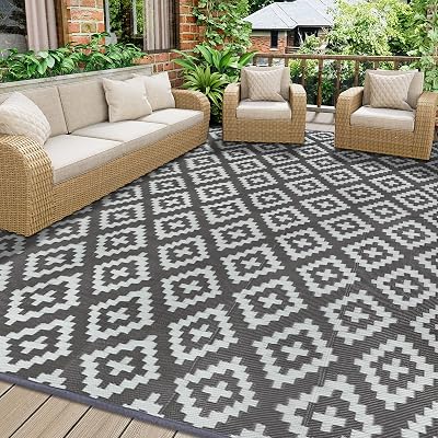 Homcomodar 180x270cm Outdoor Rug Grey UV Waterproof Patio Garden Mat