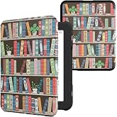 kwmobile Case Compatible with Barnes &amp; Noble Nook Glowlight 4 / 4e Case - eReader Cover - Summer Library Blue/Green/Dark Pink
