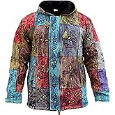 Shopoholic Fashion Men's Hippie Fleece Lined Festival Bohemian Patchwork Hooded Winter Jacket