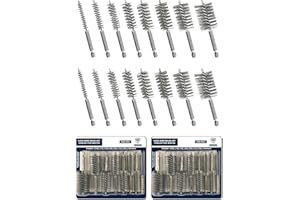 KWALITISTAR [8-Size_2 Sets] Bore Brush Set, Stainless-Steel Wire Brush for Power Drill, Drill Brush Set, Metal Brush, Cleaning Brush, 1(1/8), 1.0, 7/8, 3/4, 5/8, 1/2, 3/8, 1/4-inch Diameter, w/ 1/4-in Hex Shank