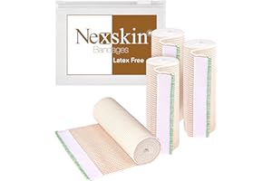 Premium Elastic Bandage Wrap (6” Wide, 4 Pack) - Nexskin Latex Free Athletic/Medical Compression Bandages Hook & Loop Fasteners at Both Ends - Lifetime Washable & Reusable Bandages