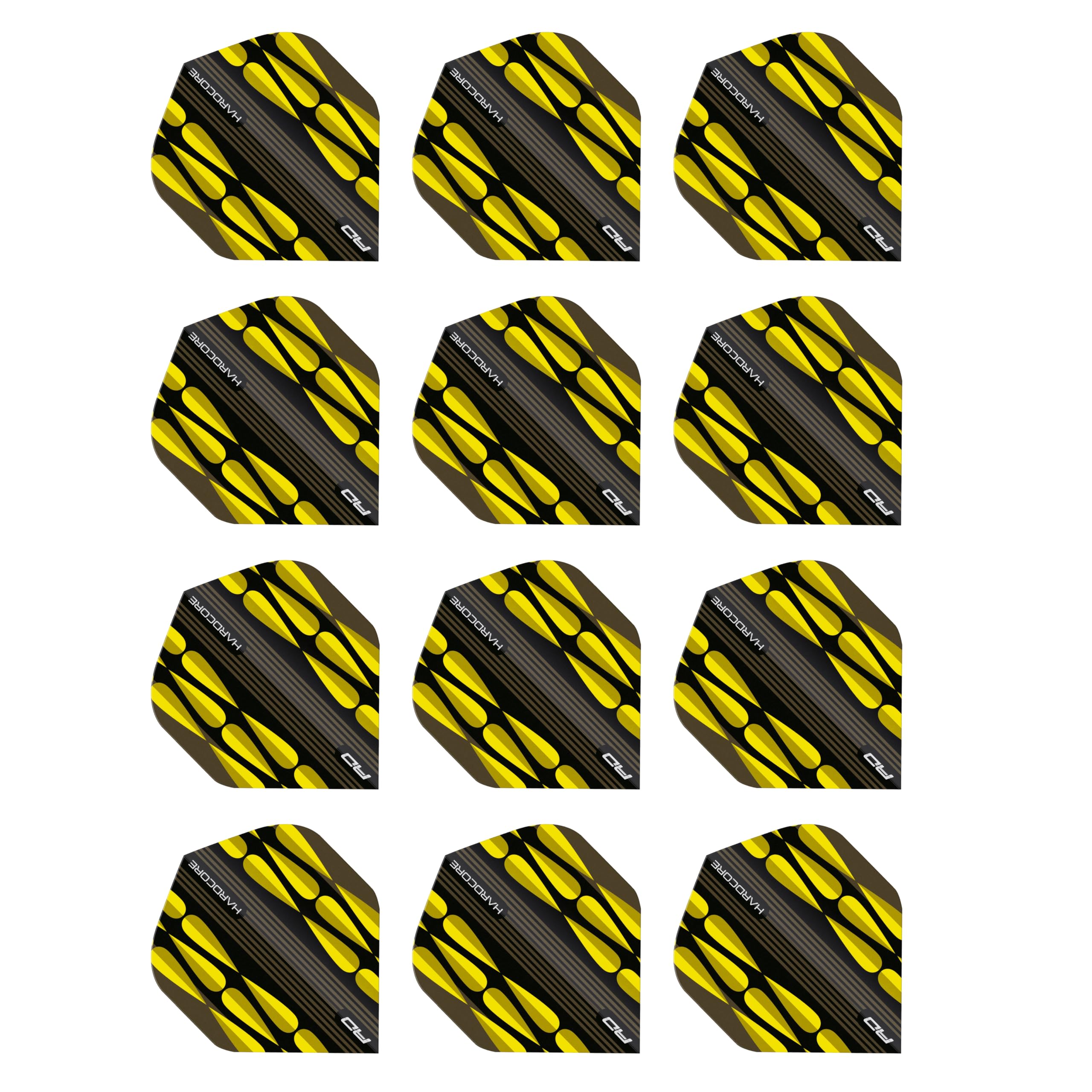 RED DRAGON Hardcore Radical Yellow Teardrop Dart Flights - 4 Sets Per Pack (12 Dart Flights in total)
