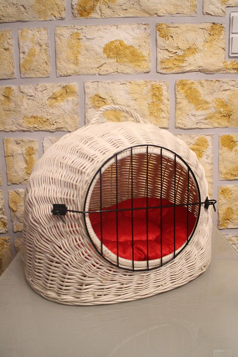 Katzentransportkorb Aus Weide - Transportbox Mit Kissen Für Katzen Und Kleine Hunde