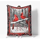 Cardinal Throw Blanket Soft Warm Cozy Christian Cardinals Blankets Fuzzy Plush Fleece Christmas Cardinal Blanket Red Birds Gifts for Couch Bed Sofa Home Decor 40''X50''