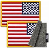Bluyellow Reverse US Flag Hook and Loop Tactical Patch 2 Pack 3x2 in | Embroidered patches for backpack, vest, jacket, helmet, uniform, ruck, patriot morale gear, army veterans