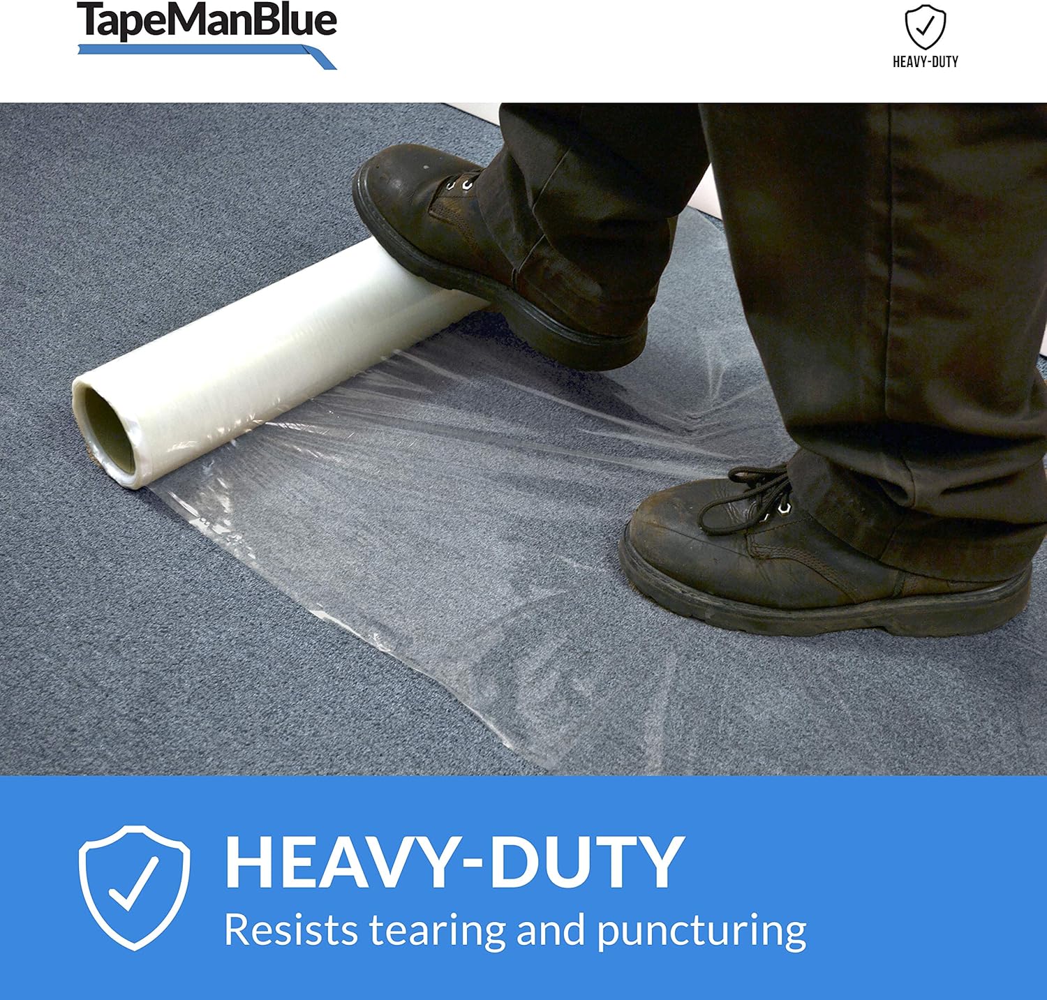 Carpet Protection Film 24" x 200' roll. Made in The USA! Easy Unwind, Clean Removal, Strongest and Most Durable Carpet Protector. Clear, Self-Adhesive Surface Protective Film. - - 