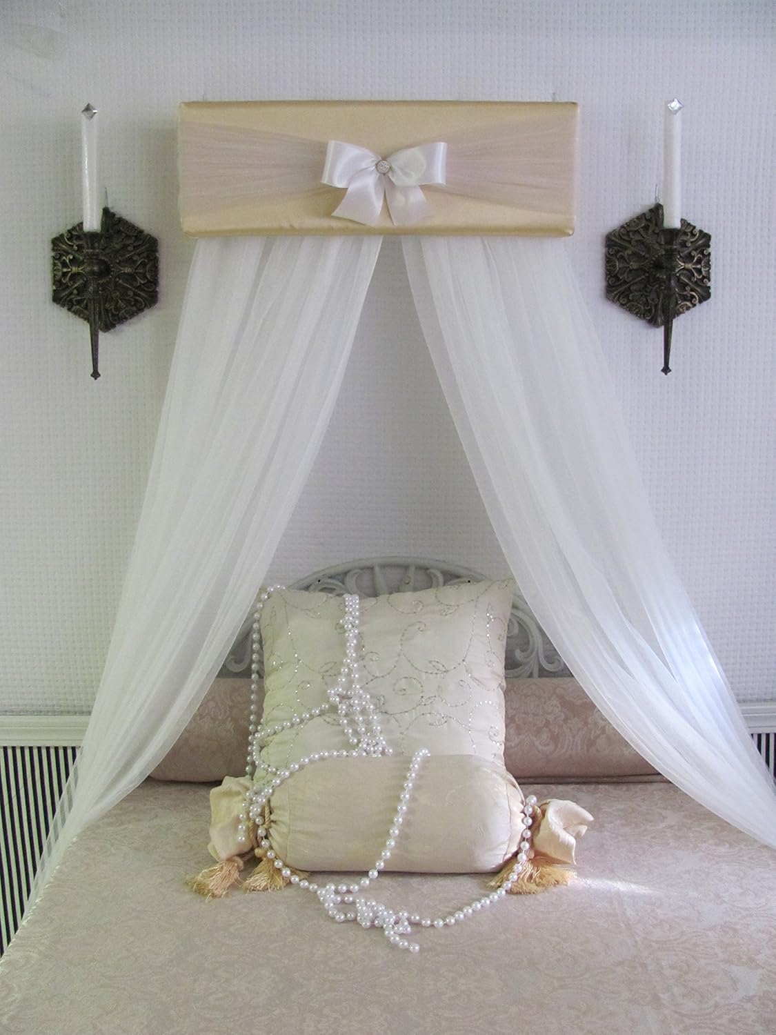 Amazon Com Crown Pelmet Upholstered Awning Gold Ivory Cornice