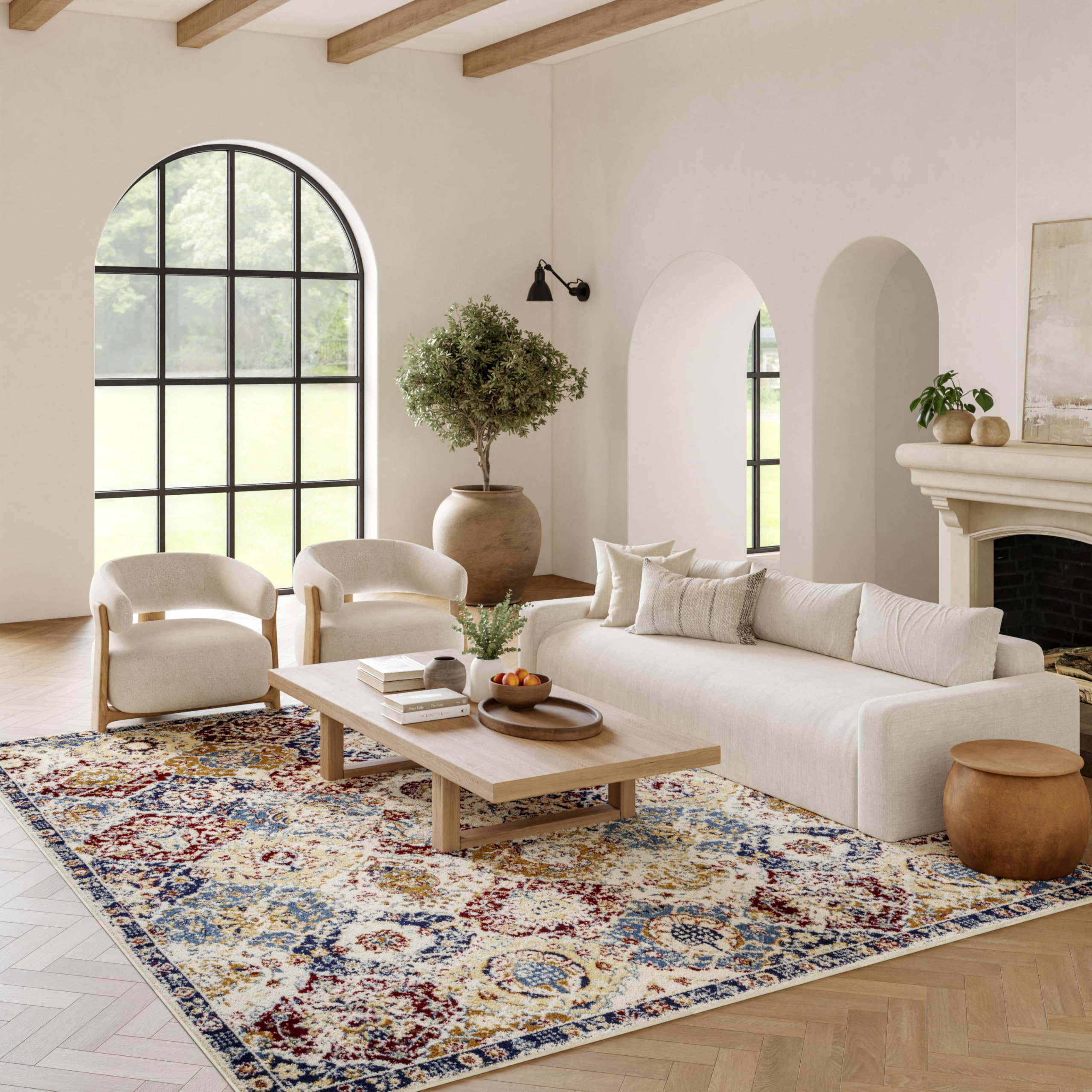 Nourison Home Grafix Traditional Blue/Multicolor 7' x 10' Area Rug, Easy Cleaning, Non Shedding, Bed Room, Living Room, Dining Room, Kitchen (7x10) Image Nourison Home Grafix Traditional Blue/Multicolor 7' x 10' Area Rug, Easy Cleaning, Non Shedding, Bed Room, Living Room, Dining Room, Kitchen (7x10) Image
