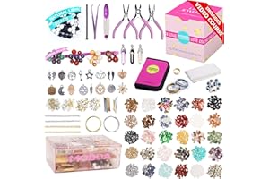 MODDA Natural Stone Jewelry Making Kit for Adults, Women. Includes Video Course, Crystal, Lava, Chakra Beads, Necklace, Bracelet, Earrings, Ring Supplies for Adults