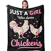Amonee-YL Chicken Gifts for Women Girls, Just A Girl Who Loves Chickens, Cute Chicken Blanket 40"X50", Christmas Birthday Gifts for Chicke Lovers, Presents for Chicke Lovers, Chickens Decor