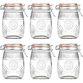 Amzcku Wide Mouth Vintage Mason Jars with Airtight Lid 32oz, Canister Quart Jars for Kitchen Storage - for Coffee, Sugar, Beans 6 Pack